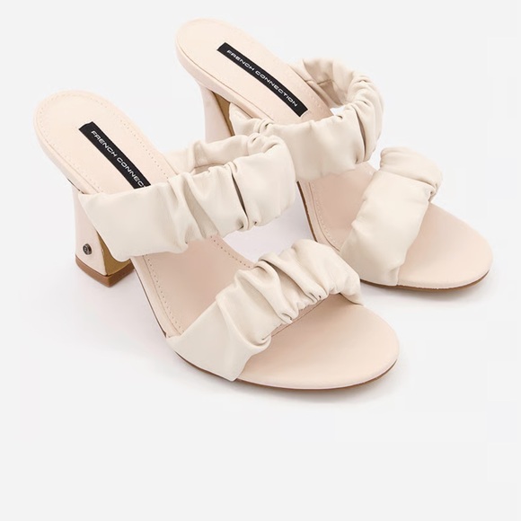 French Connection Ruffled Cream Heels - Picture 1 of 16
